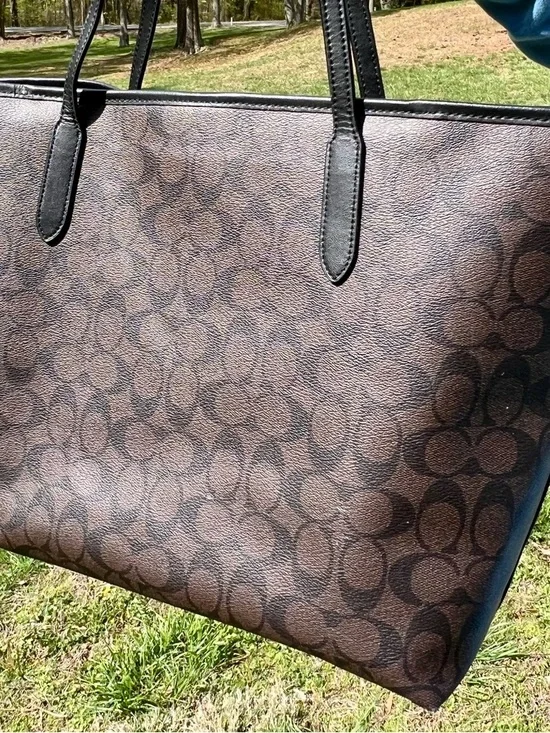 Coach Large City Tote Bag - Black/Walnut - Picture 3 of 12